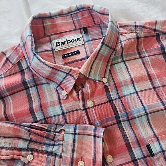 Barbour Tailored Fit Oxford Check Button Down Shirt Mens Size XL Long Sleeve - Picture 1 of 6